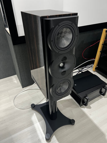 Perlisten S5m THX Dominus monitor speaker (Custom Finish - Natural Black Cherry Ebony High Gloss) with Stand